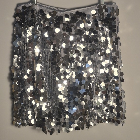 Boohoo Dresses & Skirts - Boohoo NWT Size 16 Tall Disco Sequin  Mini Silver Holiday Party Skirt
